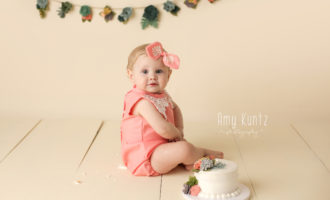 picture of a baby girl during her cake smash photo session